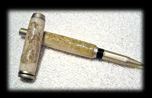 Satin Nickel Baron with Engraved Antler